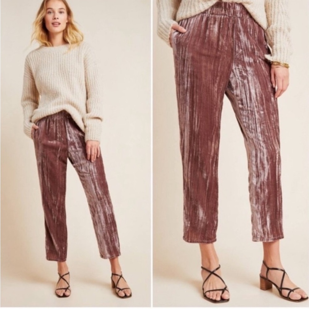 Anthropologie Tina + Jo Velvet Tapered Trouser Pants Small